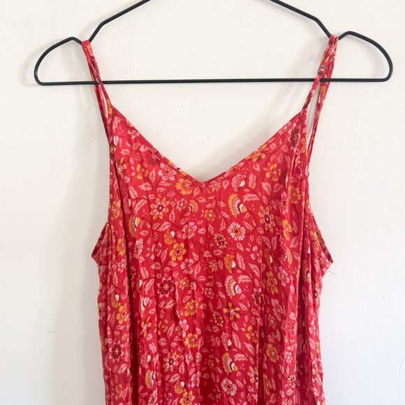 Spell Cherry Red Dahlia Strappy Floral Dress S - Picture 3 of 7